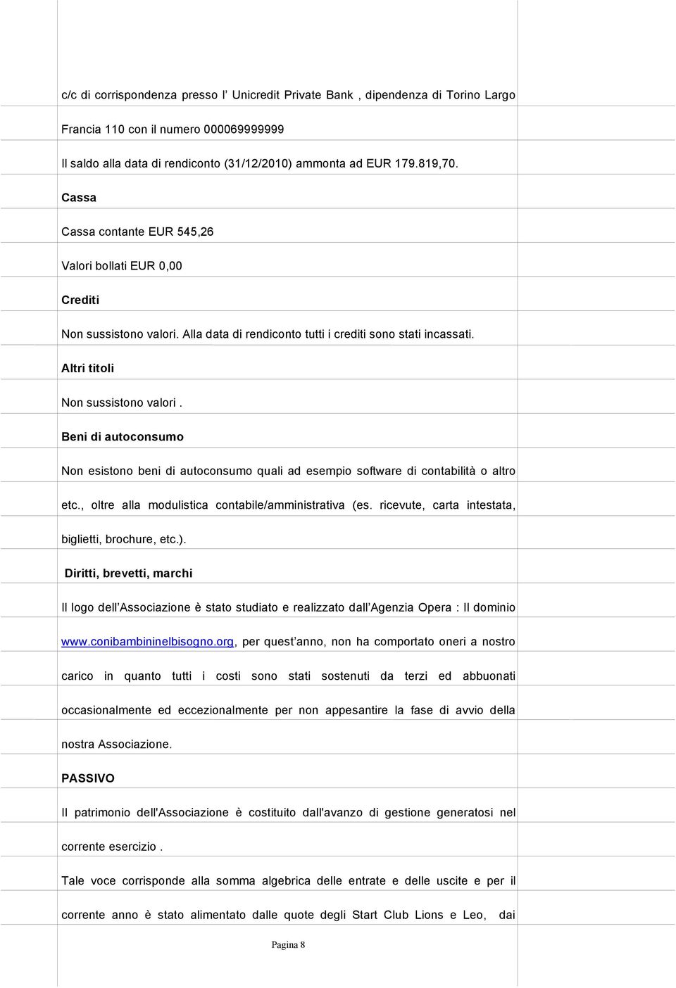 Beni di autoconsumo Non esistono beni di autoconsumo quali ad esempio software di contabilità o altro etc., oltre alla modulistica contabile/amministrativa (es.