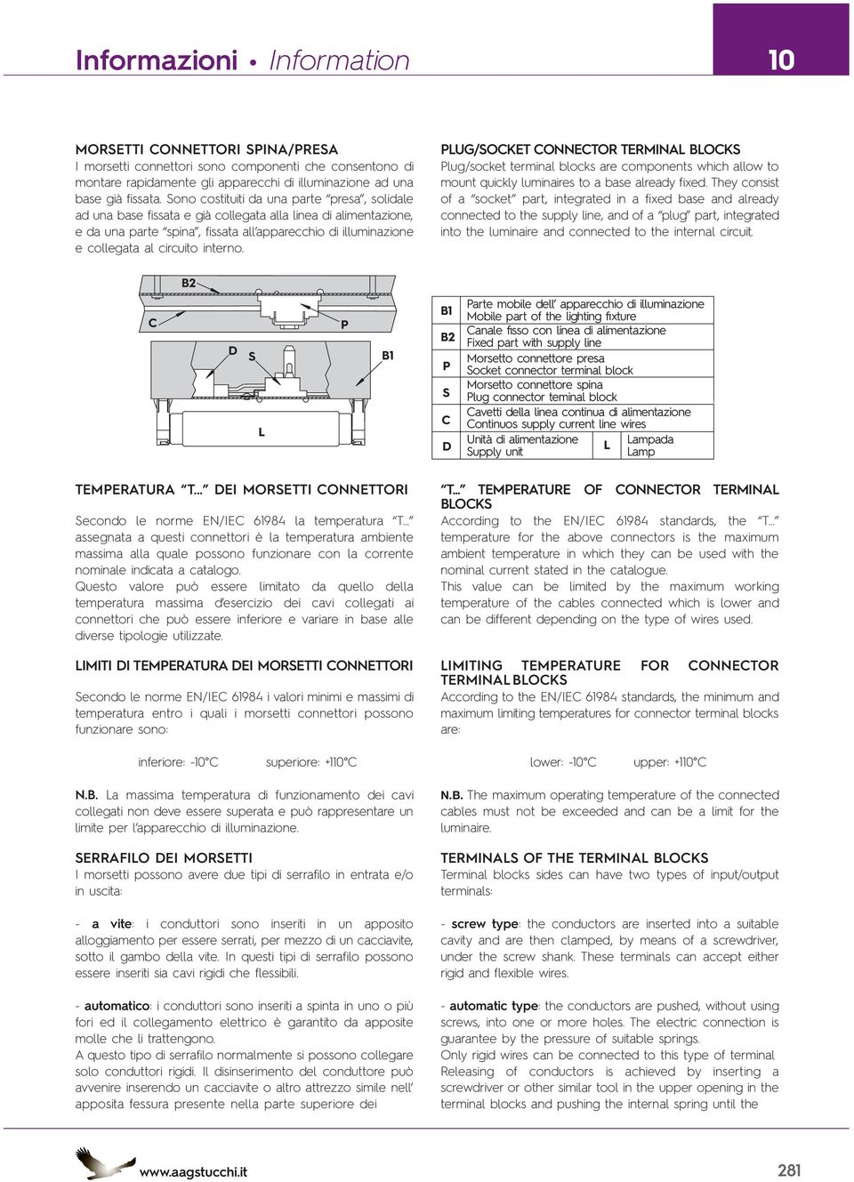 interno. PLUG/SOCKET CONNECTOR TERMINAL BLOCKS Plug/socket terminal blocks are components which allow to mount quickly luminaires to a base already fixed.