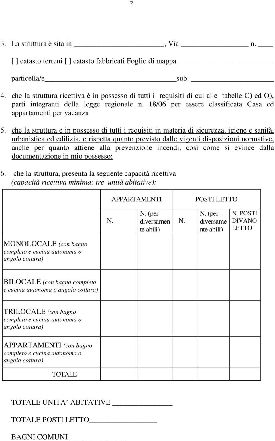 che la struttura è in possesso di tutti i requisiti in materia di sicurezza, igiene e sanità, urbanistica ed edilizia, e rispetta quanto previsto dalle vigenti disposizioni normative, anche per