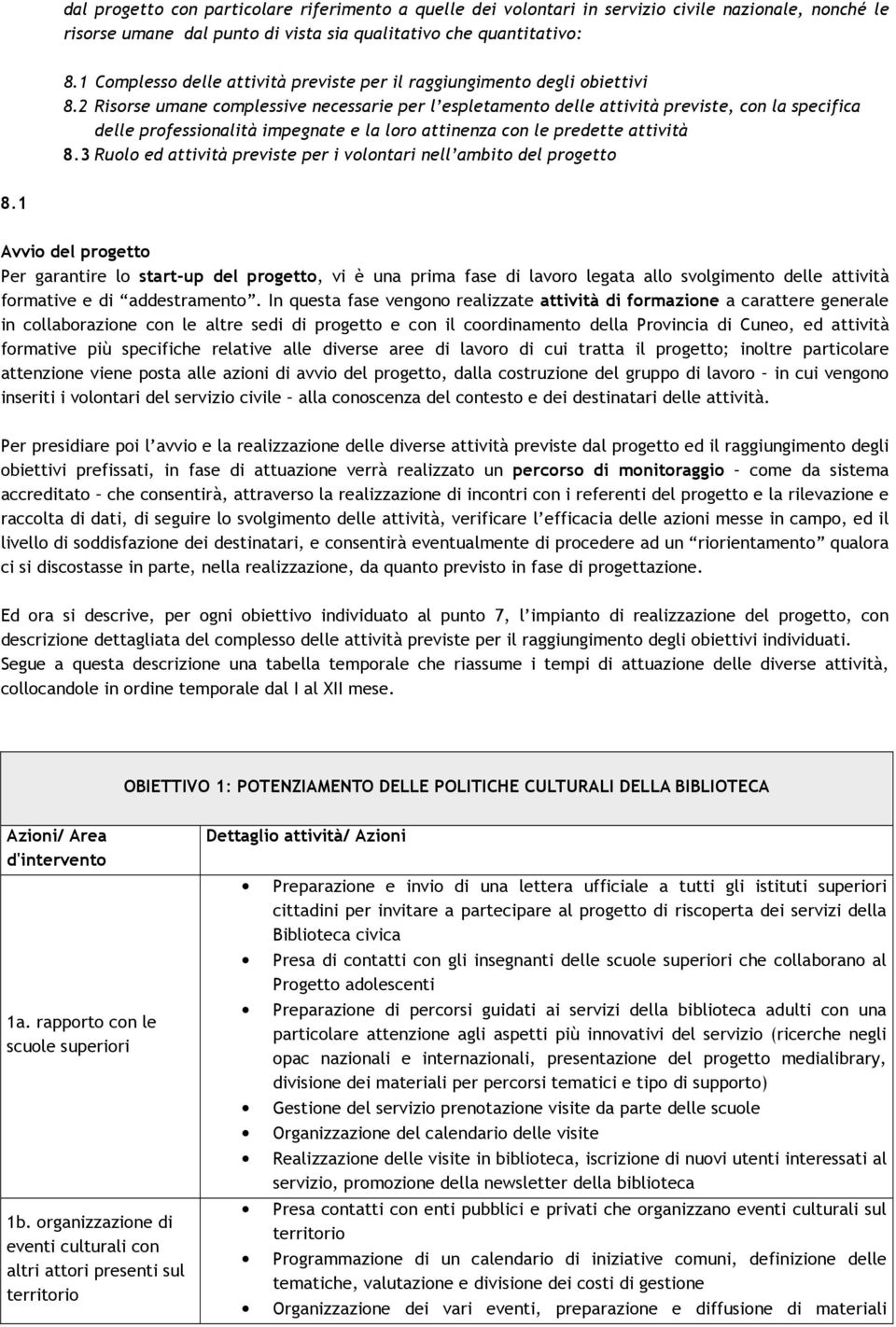 2 Risorse umane complessive necessarie per l espletamento delle attività previste, con la specifica delle professionalità impegnate e la loro attinenza con le predette attività 8.