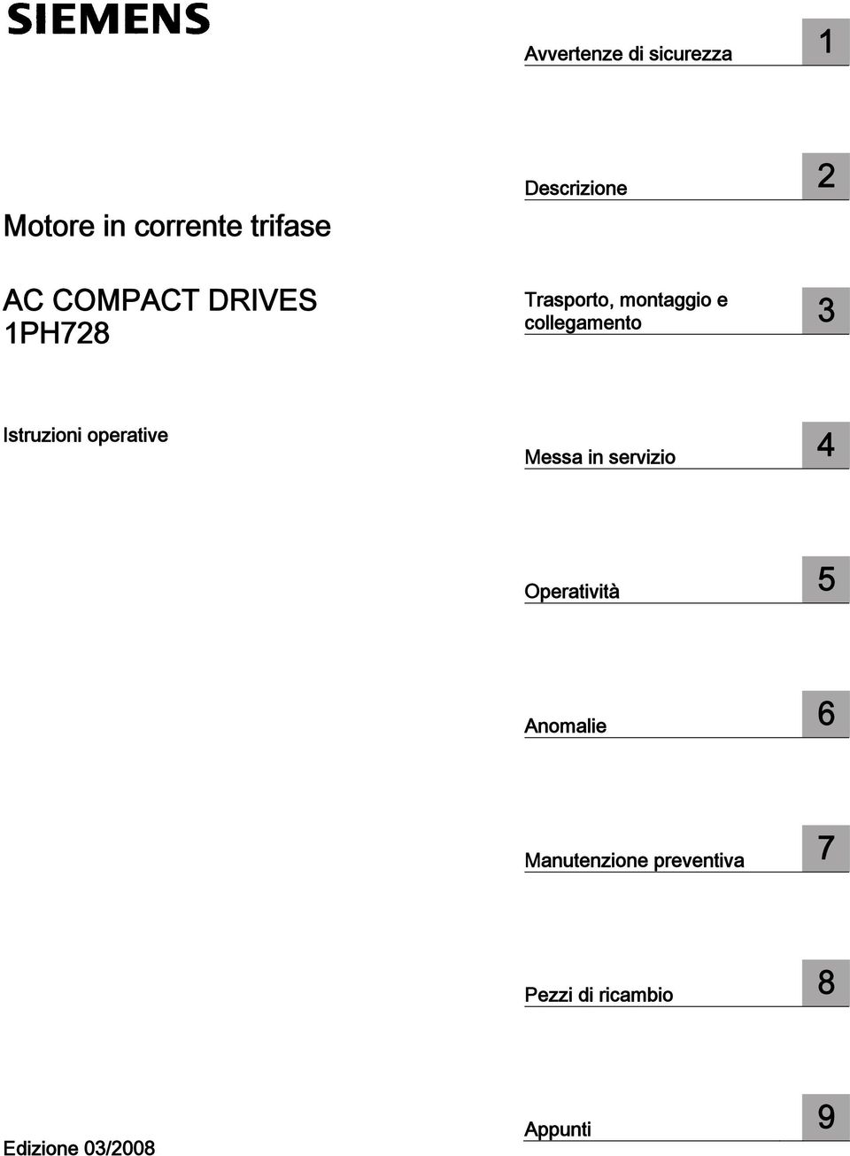 Istruzioni operative Messa in servizio 4 Operatività 5 Anomalie 6