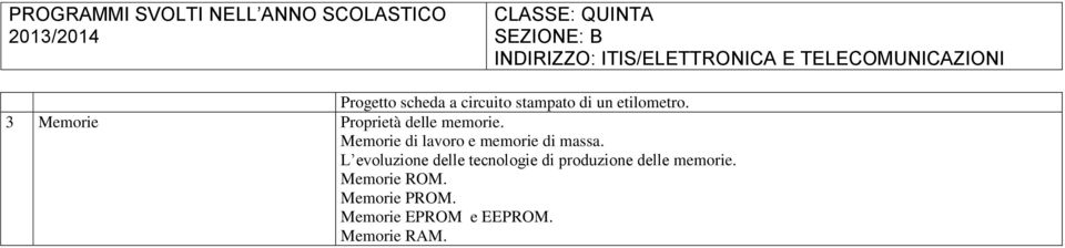 Memorie di lavoro e memorie di massa.