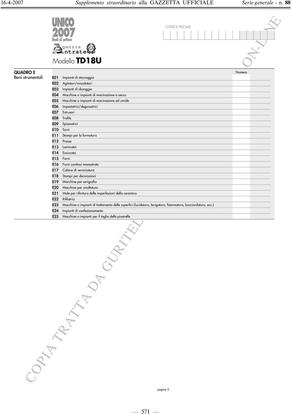 formatura Presse Laminatoi Essiccatoi Forni Forni continui monostrato Cabine di verniciatura Stampi per decorazioni Macchine per serigrafia Macchine per smaltatura Mole per rifinitura delle