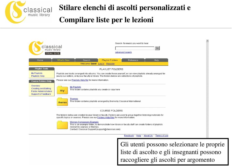 possono selezionare le proprie liste di ascolto