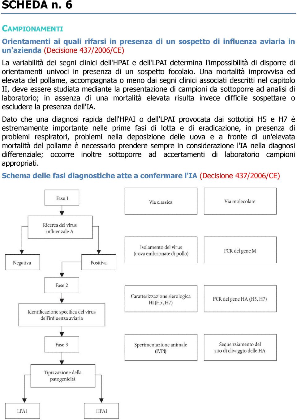 l'impossibilità di disporre di orientamenti univoci in presenza di un sospetto focolaio.