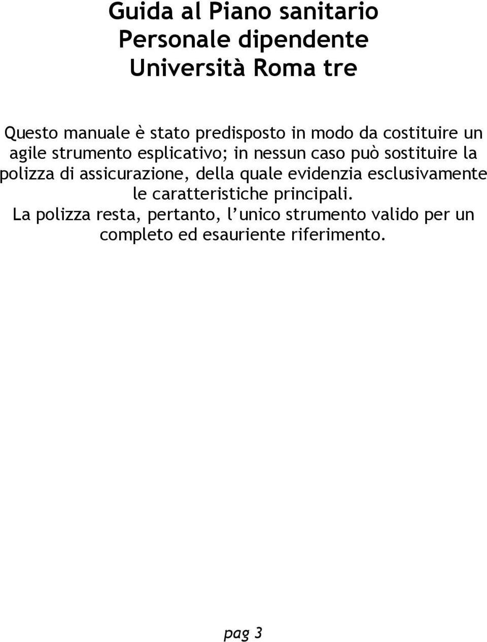 la polizza di assicurazione, della quale evidenzia esclusivamente le caratteristiche principali.