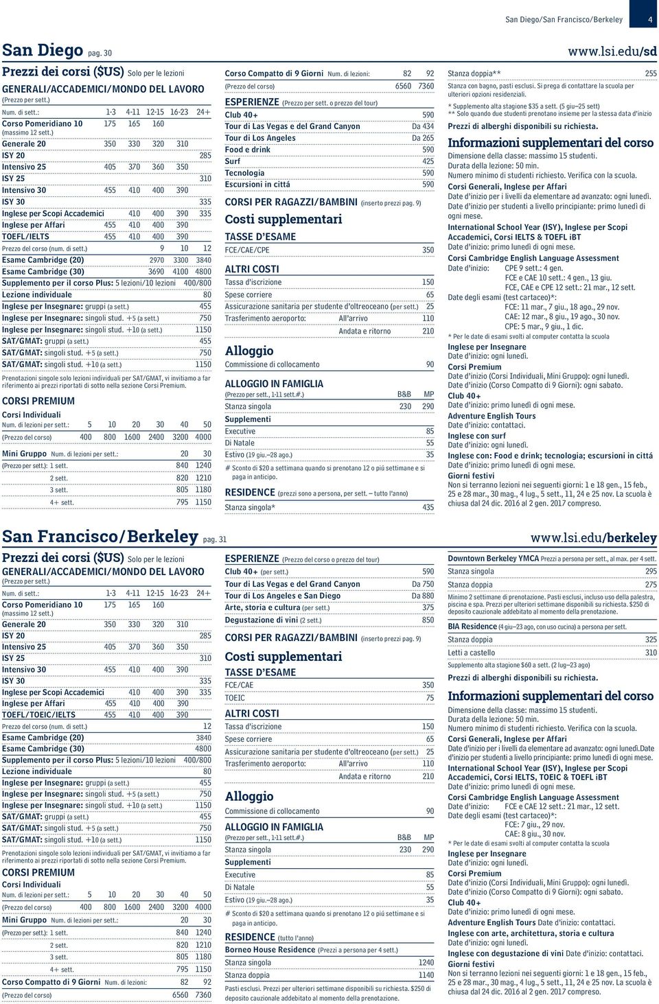 390 TOEFL/IELTS 455 410 400 390 Prezzo del corso (num. di sett.