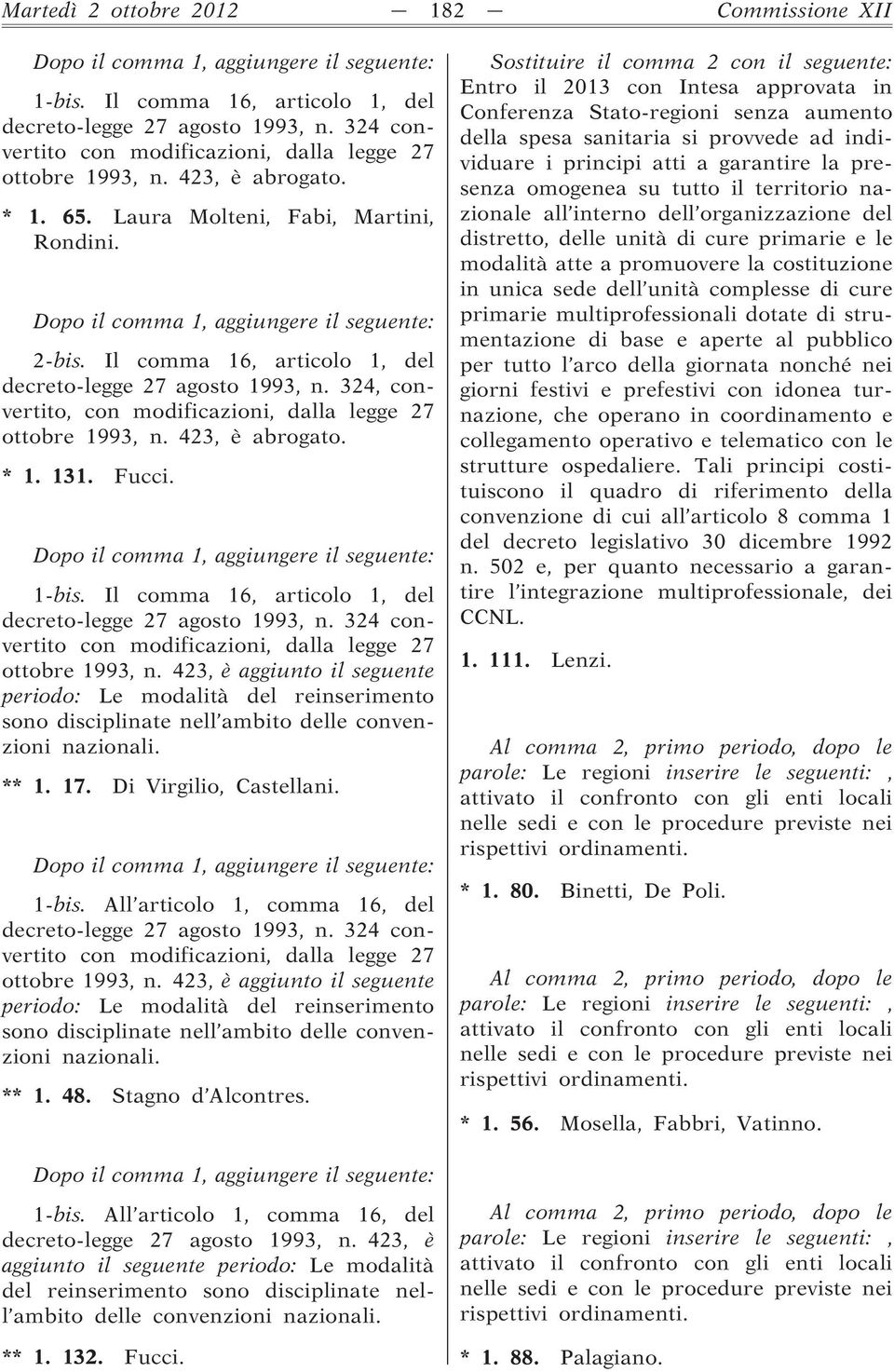 Il comma 16, articolo 1, del decreto-legge 27 agosto 1993, n. 324, convertito, con modificazioni, dalla legge 27 ottobre 1993, n. 423, è abrogato. * 1. 131. Fucci.