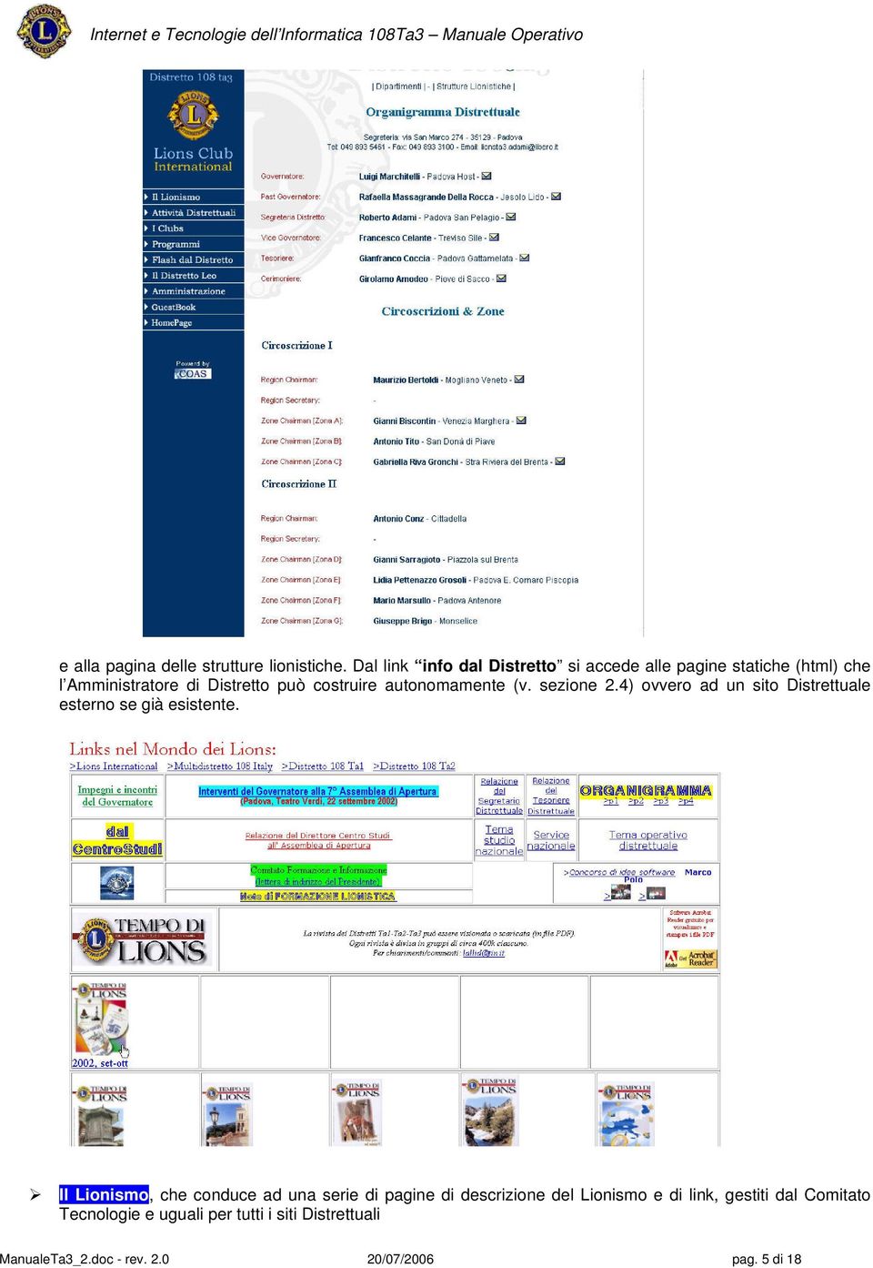 autonomamente (v. sezione 2.4) ovvero ad un sito Distrettuale esterno se già esistente.