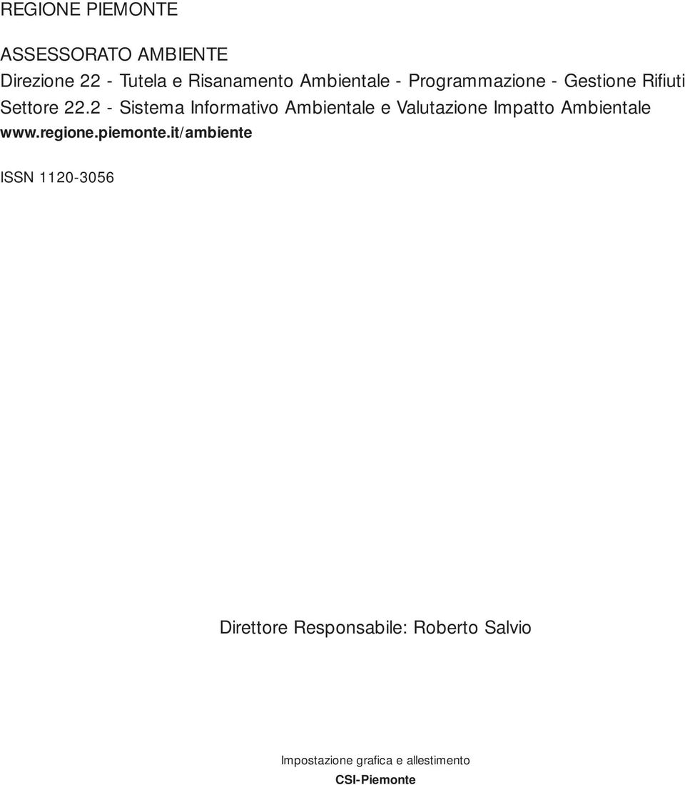 2 - Sistema Informativo Ambientale e Valutazione Impatto Ambientale www.regione.