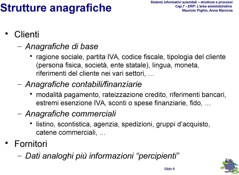 pagamento, rateizzazione credito, riferimenti bancari, estremi esenzione IVA, sconti o spese finanziarie, fido, Anagrafiche