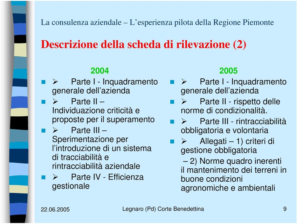 Inquadramento generale dell azienda Parte II - rispetto delle norme di condizionalità.