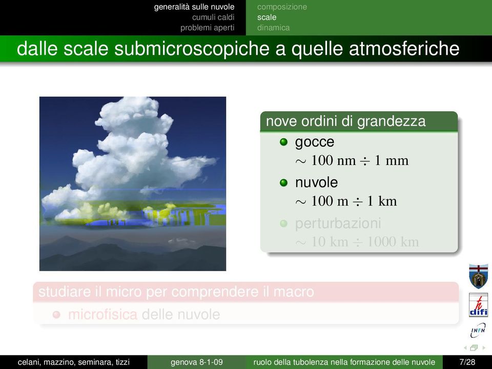 studiare il micro per comprendere il macro microfisica delle nuvole celani, mazzino,