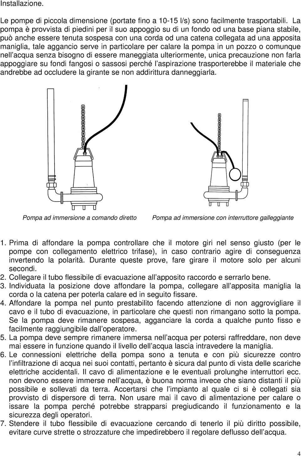 aggancio serve in particolare per calare la pompa in un pozzo o comunque nell acqua senza bisogno di essere maneggiata ulteriormente, unica precauzione non farla appoggiare su fondi fangosi o sassosi