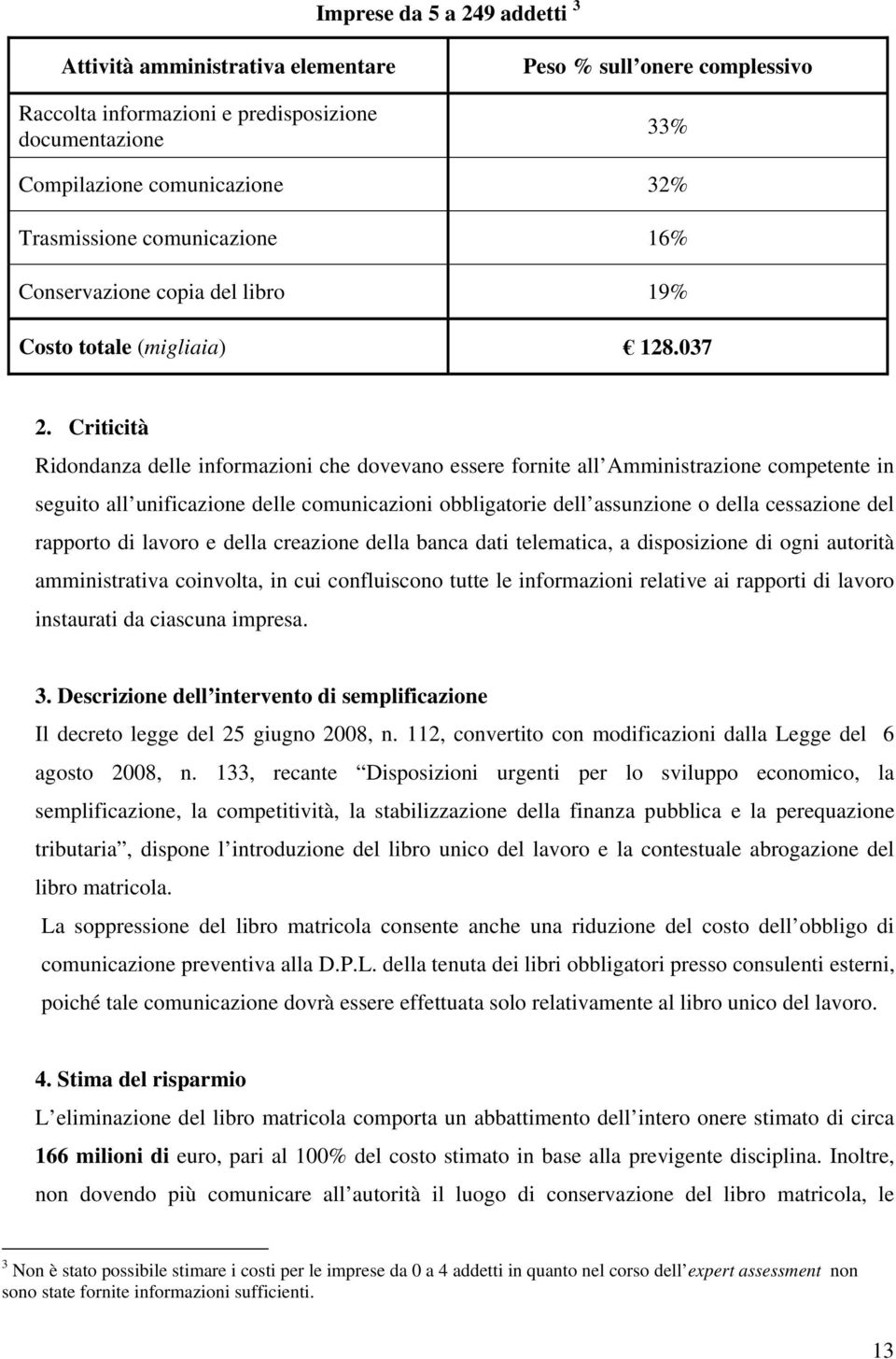 Criticità Ridondanza delle informazioni che dovevano essere fornite all Amministrazione competente in seguito all unificazione delle comunicazioni obbligatorie dell assunzione o della cessazione del