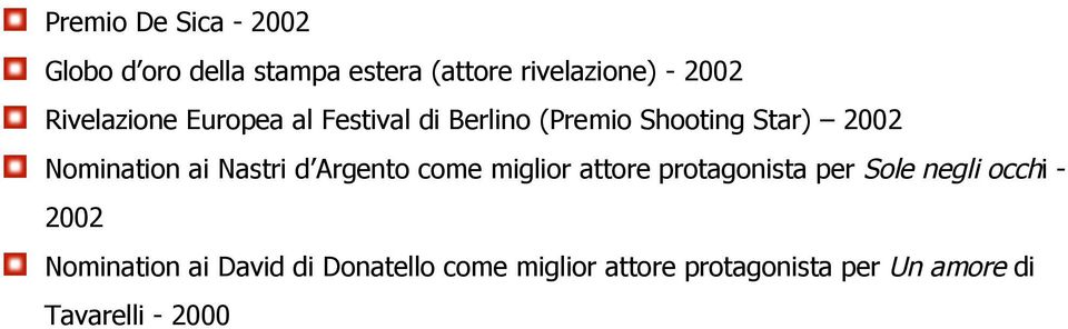 Nastri d Argento come miglior attore protagonista per Sole negli occhi - 2002