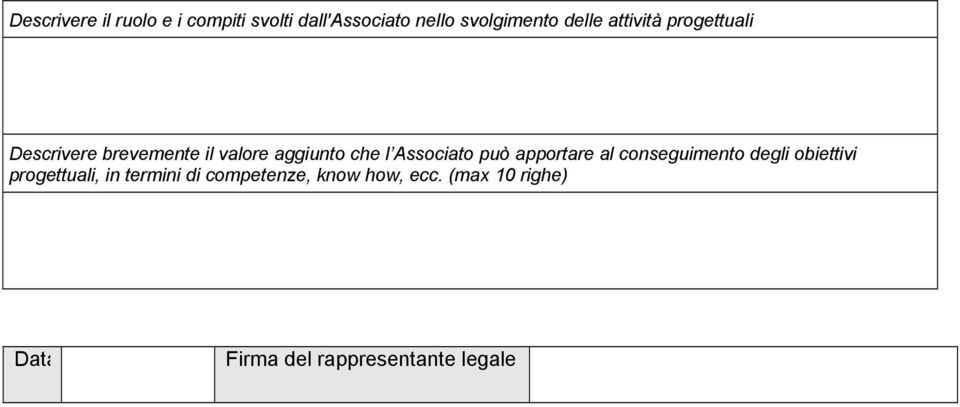 Associato può apportare al conseguimento degli obiettivi progettuali, in