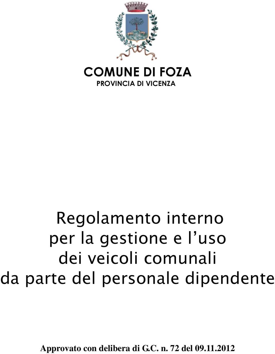 dei veicoli comunali da parte del personale