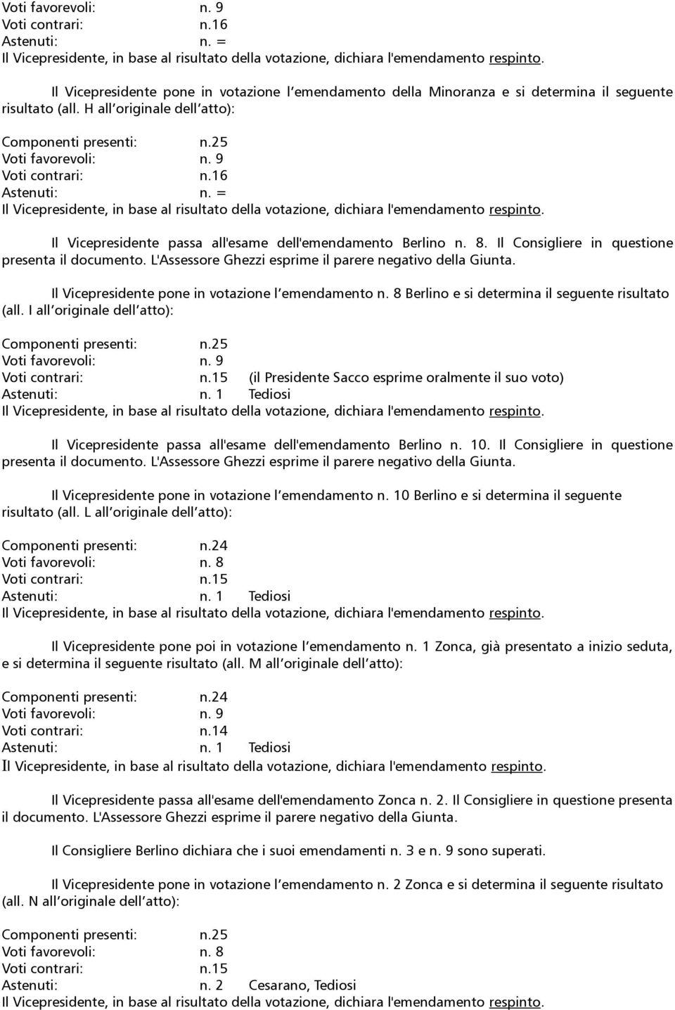 Il Consigliere in questione presenta il documento. L'Assessore Ghezzi esprime il parere negativo della Giunta. Il Vicepresidente pone in votazione l emendamento n.