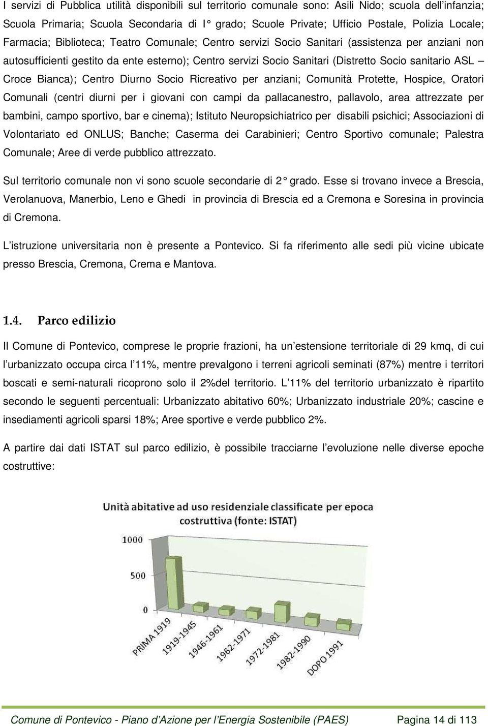 sanitario ASL Croce Bianca); Centro Diurno Socio Ricreativo per anziani; Comunità Protette, Hospice, Oratori Comunali (centri diurni per i giovani con campi da pallacanestro, pallavolo, area