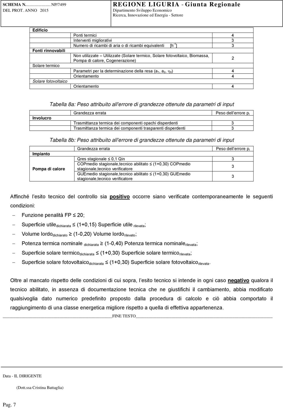 componenti opachi disperdenti 3 Trasmittanza termica dei componenti trasparenti disperdenti 3 Tabella 8b: Peso attribuito all errore di grandezze ottenute da parametri di input Pompa di calore errata