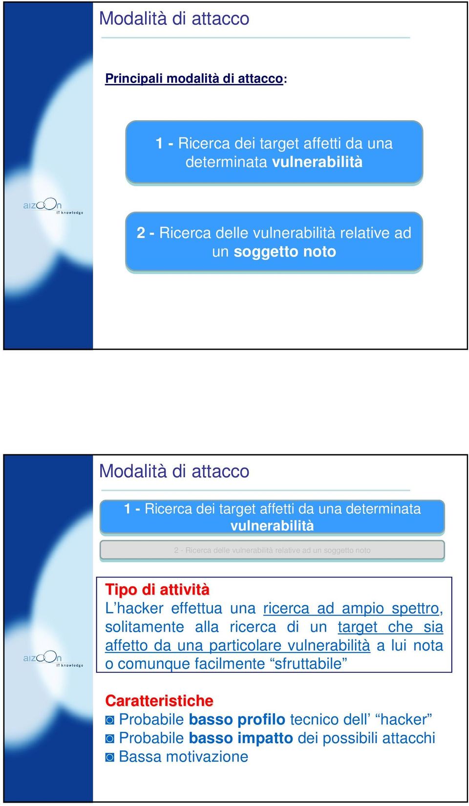 noto Tipo di attività L hacker effettua una ricerca ad ampio spettro, solitamente alla ricerca di un target che sia affetto da una particolare vulnerabilità a