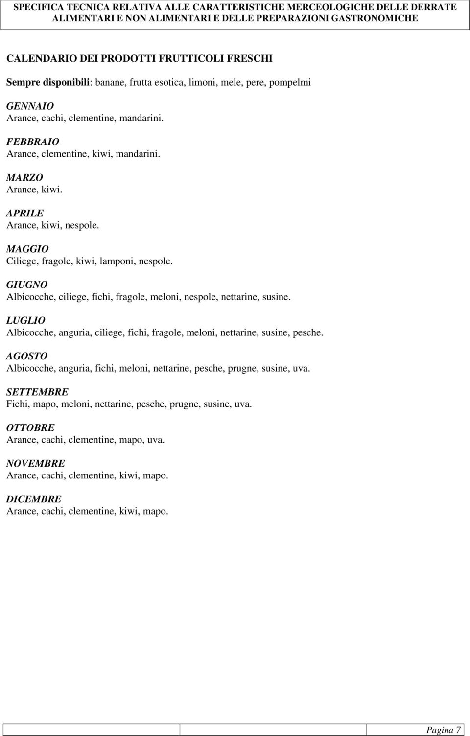 GIUGNO Albicocche, ciliege, fichi, fragole, meloni, nespole, nettarine, susine. LUGLIO Albicocche, anguria, ciliege, fichi, fragole, meloni, nettarine, susine, pesche.