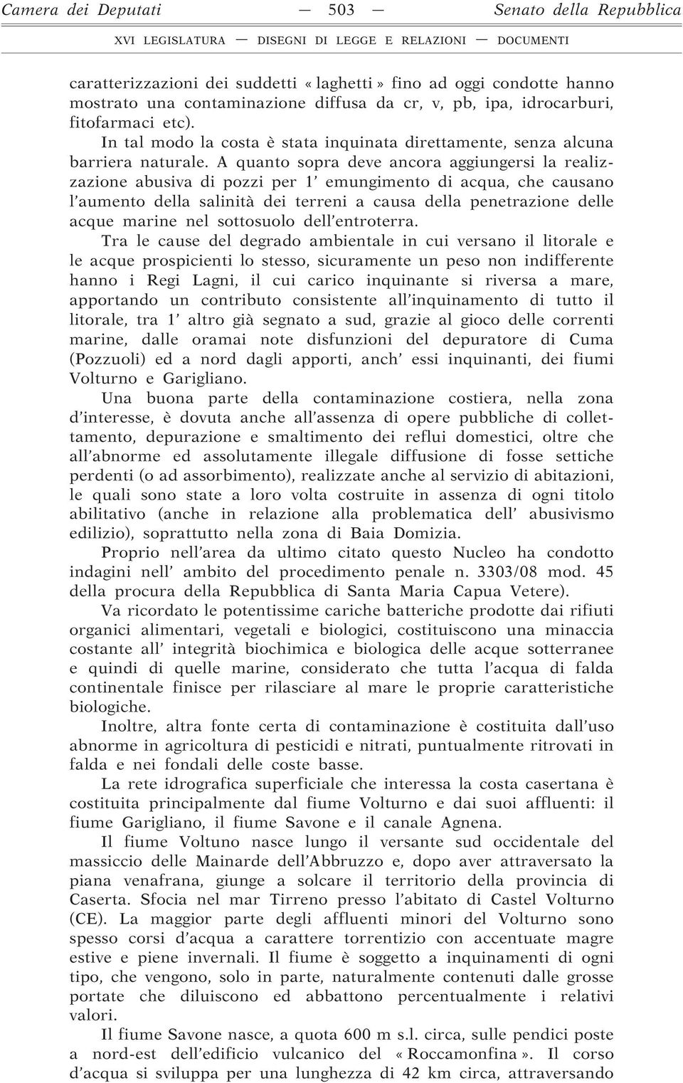 A quanto sopra deve ancora aggiungersi la realizzazione abusiva di pozzi per 1 emungimento di acqua, che causano l aumento della salinità dei terreni a causa della penetrazione delle acque marine nel