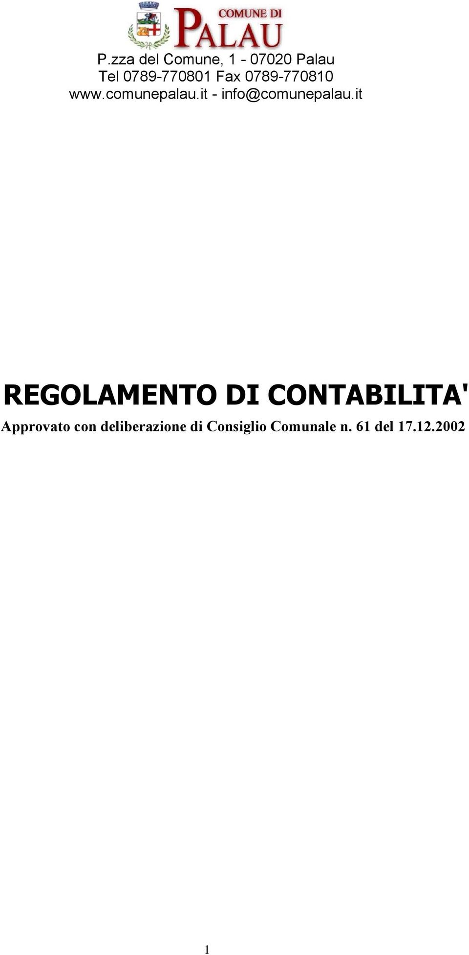 it REGOLAMENTO DI CONTABILITA' Approvato con