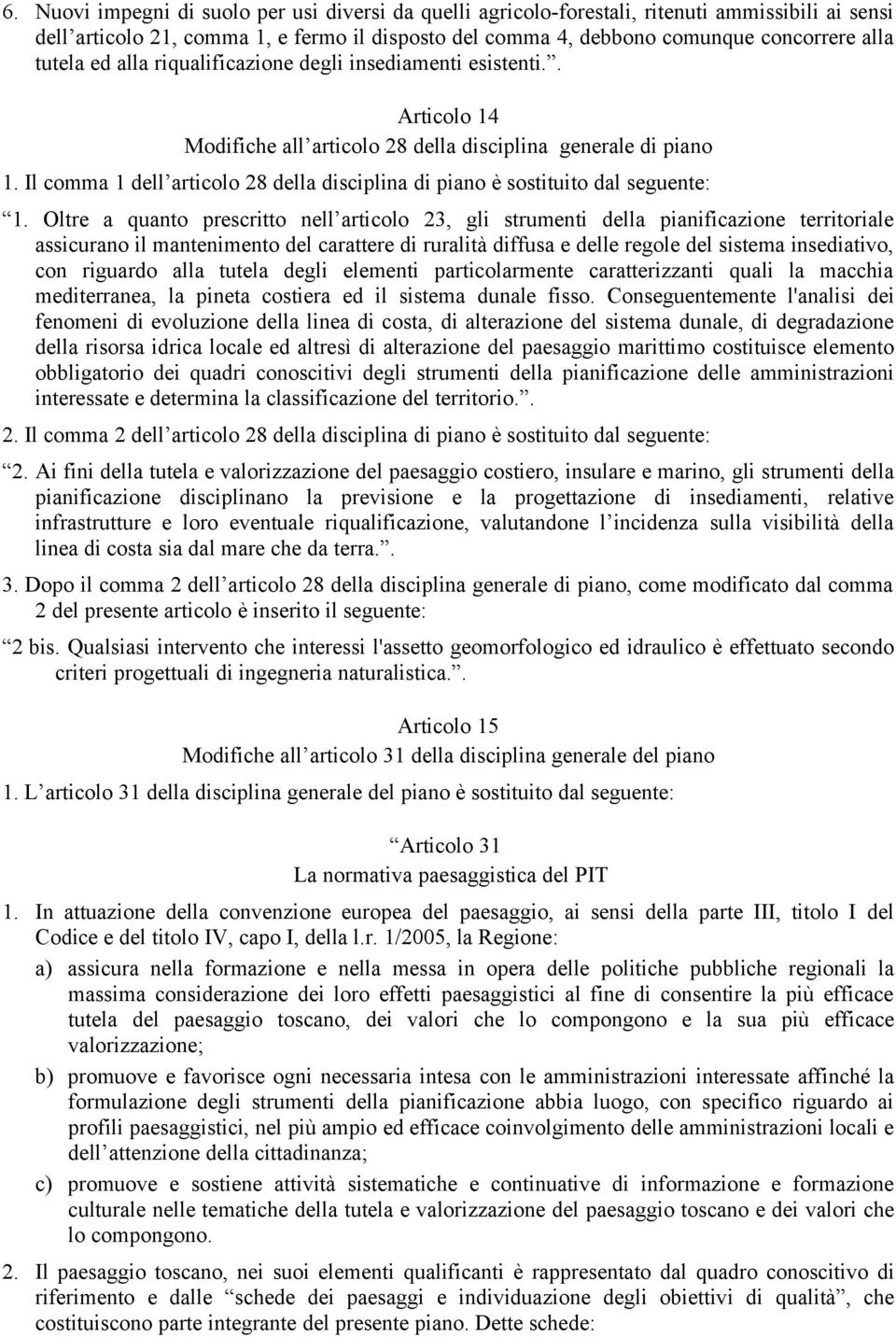 Il comma 1 dell articolo 28 della disciplina di piano è sostituito dal seguente: 1.