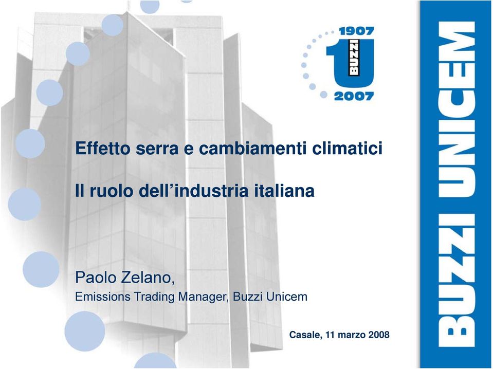 Paolo Zelano, Emissions Trading