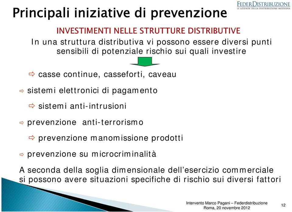 anti-intrusioni prevenzione anti-terrorismo prevenzione manomissione prodotti prevenzione su microcriminalità A