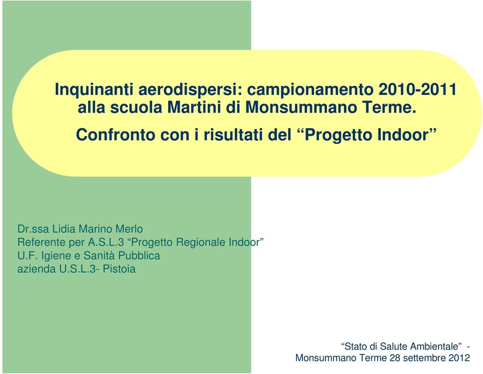 ssa Lidia Marino Merlo Referente per A.S.L.3 Progetto Regionale Indoor U.F.