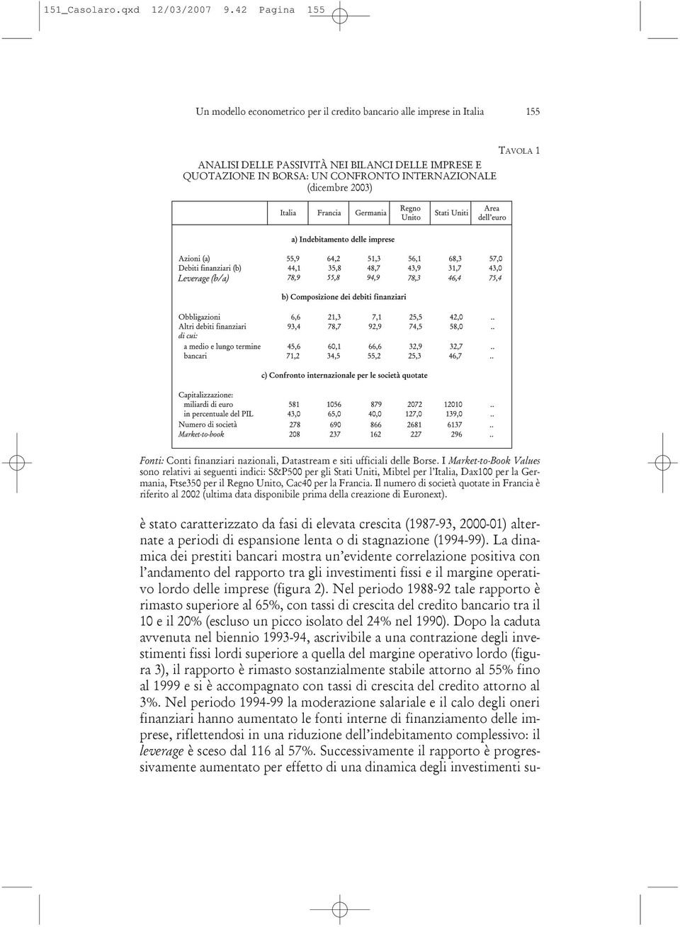 (dicembre 2003) Fonti: Conti finanziari nazionali, Datastream e siti ufficiali delle Borse.