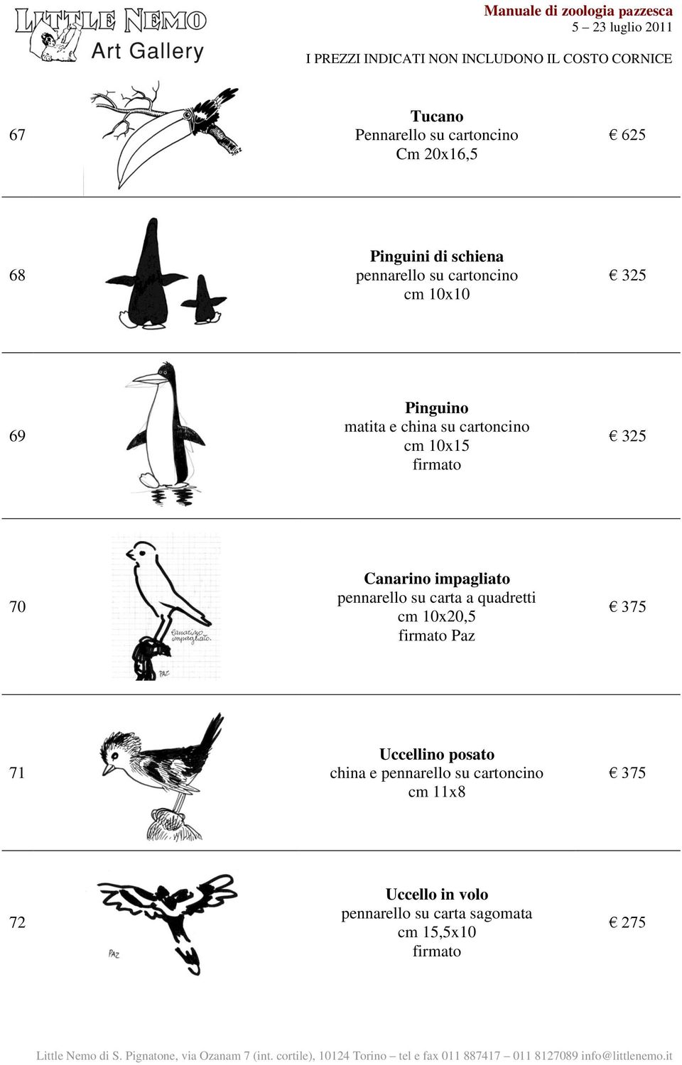 impagliato pennarello su carta a quadretti cm 10x20,5 Paz 375 71 Uccellino