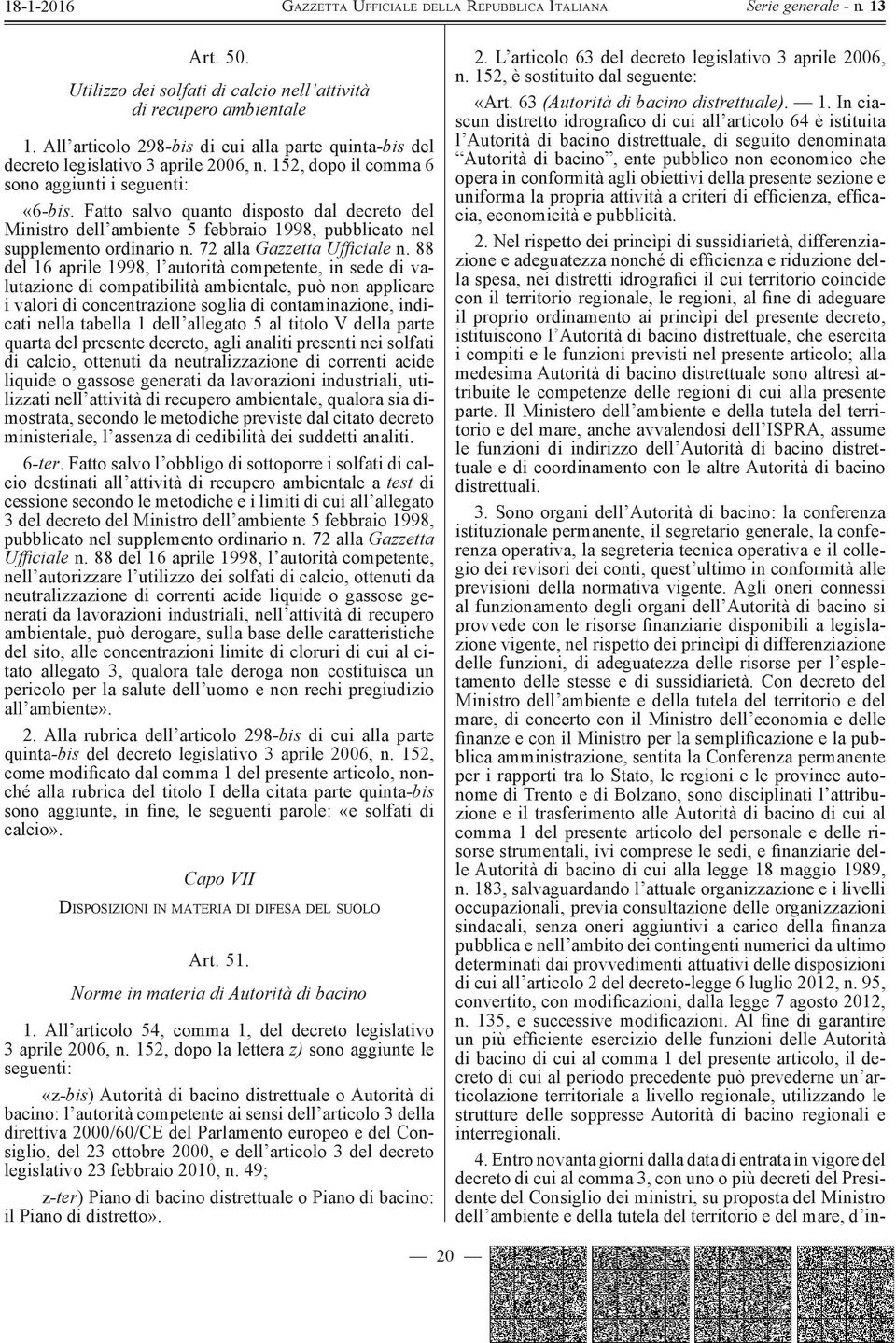 72 alla Gazzetta Ufficiale n.