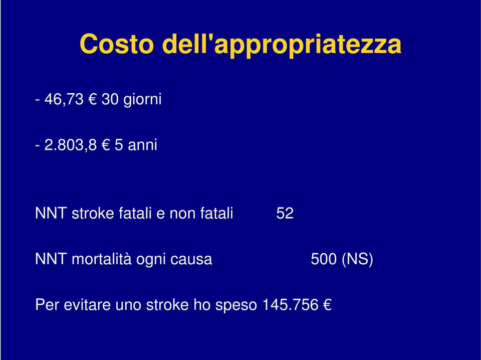 803,8 5 anni NNT stroke fatali e non