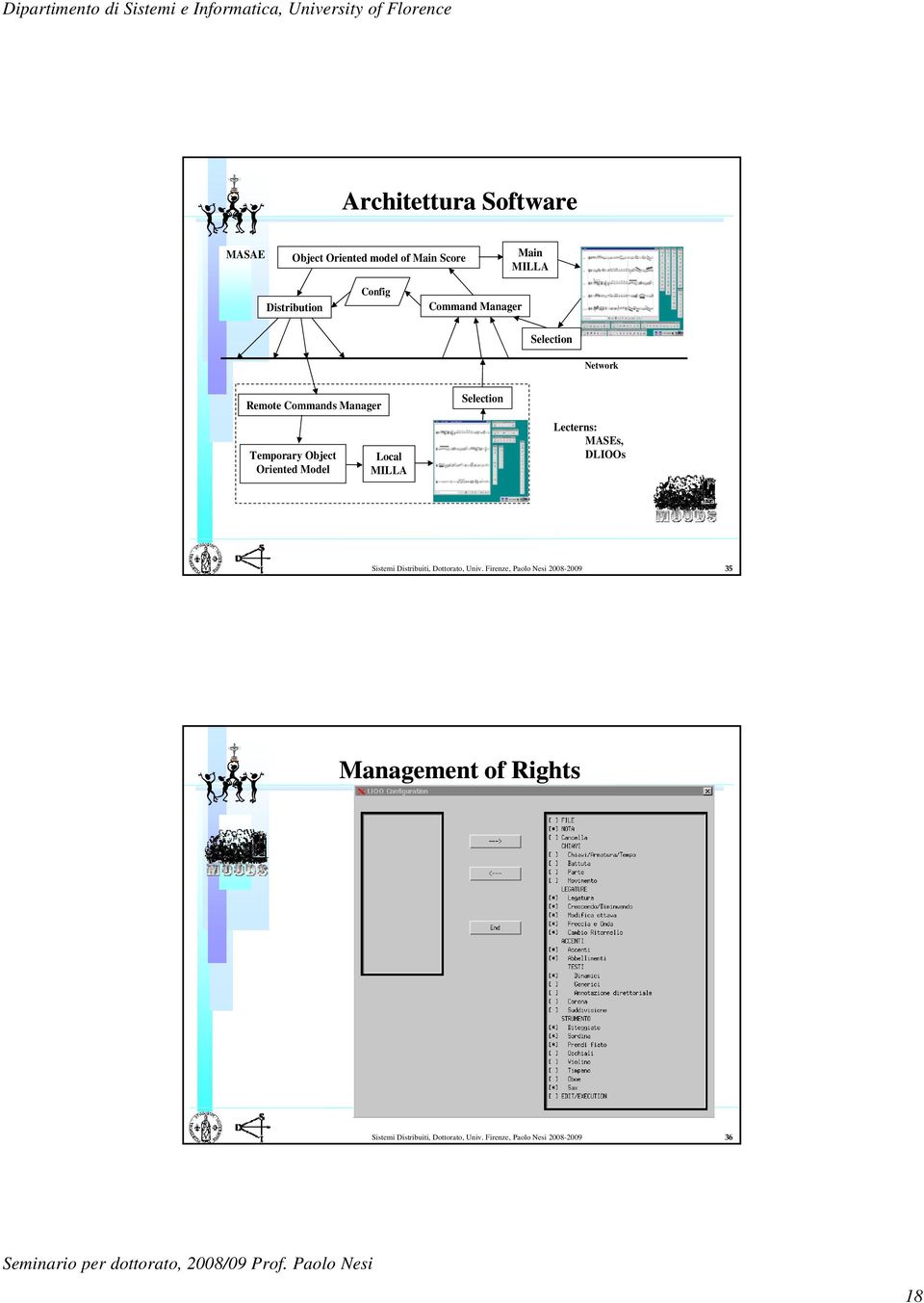 MILLA Selection Lecterns: MASEs, DLIOOs Sistemi Distribuiti, Dottorato, Univ.