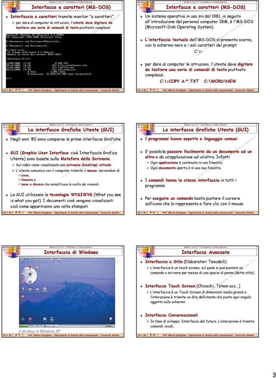 L'interfaccia testuale dell'ms-dos si presenta scarna, con lo schermo nero e i soli caratteri del prompt C:\> per dare al computer le istruzioni, l'utente deve digitare da tastiera una serie di