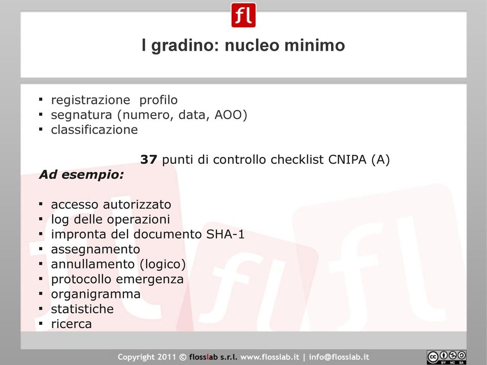 accesso autorizzato log delle operazioni impronta del documento SHA-1