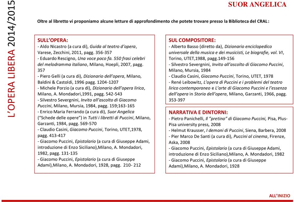 357 - Piero Gelli (a cura di), Dizionario dell opera, Milano, Baldini & Castoldi, 1996 pagg. 1204-1207 - Michele Porzio (a cura di), Dizionario dell opera lirica, Milano, A. Mondadori,1991, pagg.