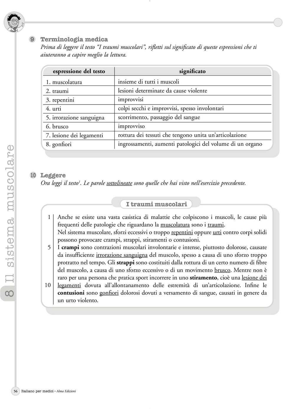 gonfiori significato insieme di tutti i muscoli lesioni determinate da cause violente improvvisi colpi secchi e improvvisi, spesso involontari scorrimento, passaggio del sangue improvviso rottura dei