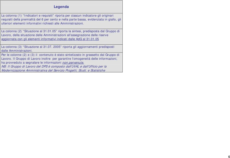 05 riporta la sintesi, predisposta dal Gruppo di Lavoro, della situazione delle Amministrazioni all assegnazione delle riserve aggiornata con gli elementi informativi indicati dalle AdG al 31.01.