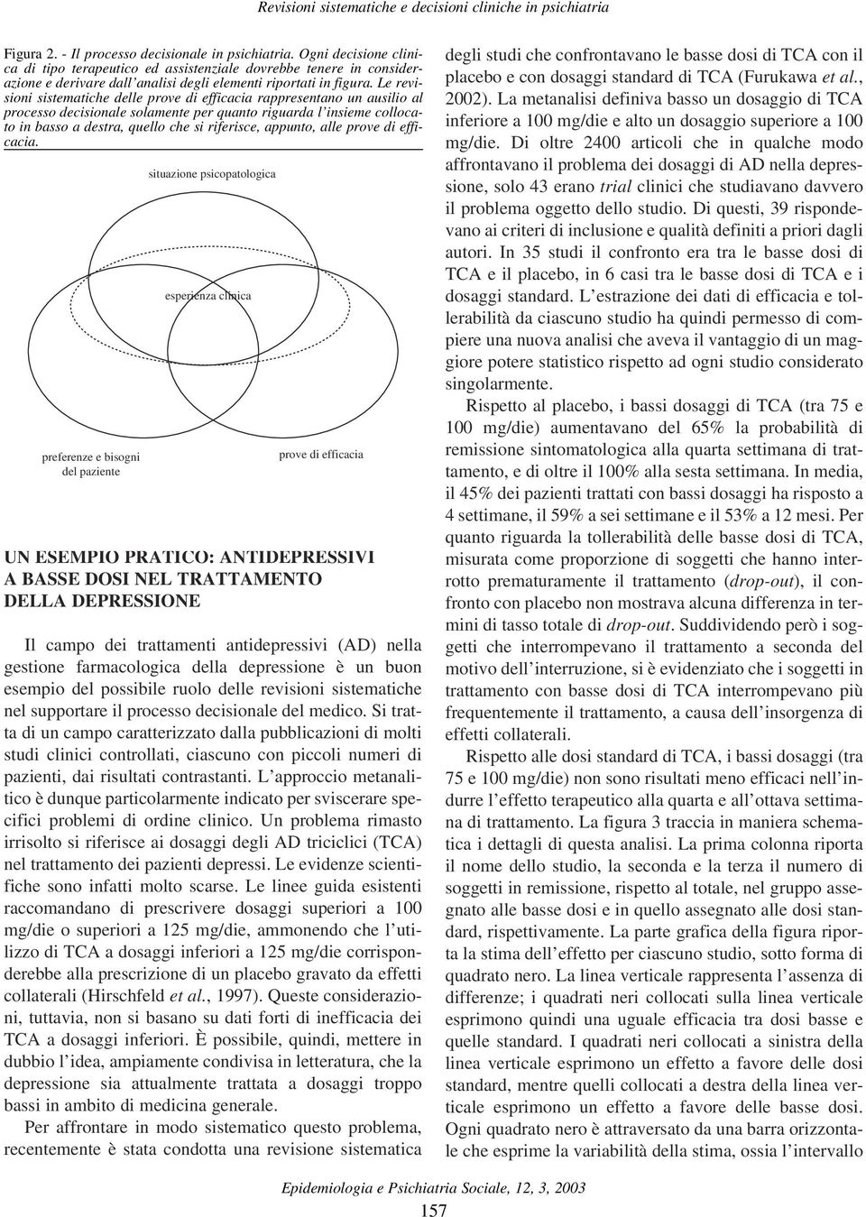 Le revisioni sistematiche delle prove di efficacia rappresentano un ausilio al processo decisionale solamente per quanto riguarda l insieme collocato in basso a destra, quello che si riferisce,