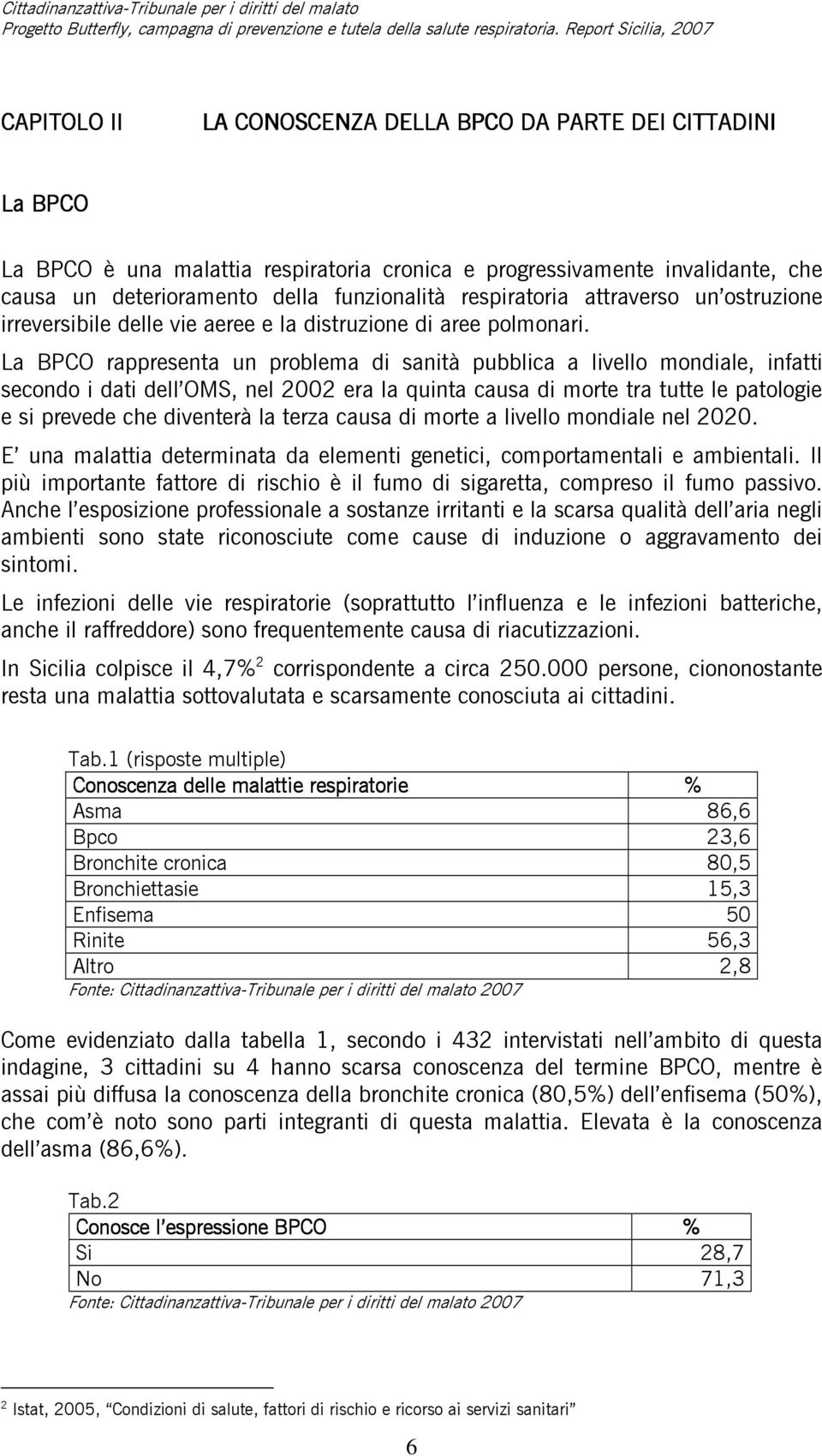 La BPCO rappresenta un problema di sanità pubblica a livello mondiale, infatti secondo i dati dell OMS, nel 2002 era la quinta causa di morte tra tutte le patologie e si prevede che diventerà la