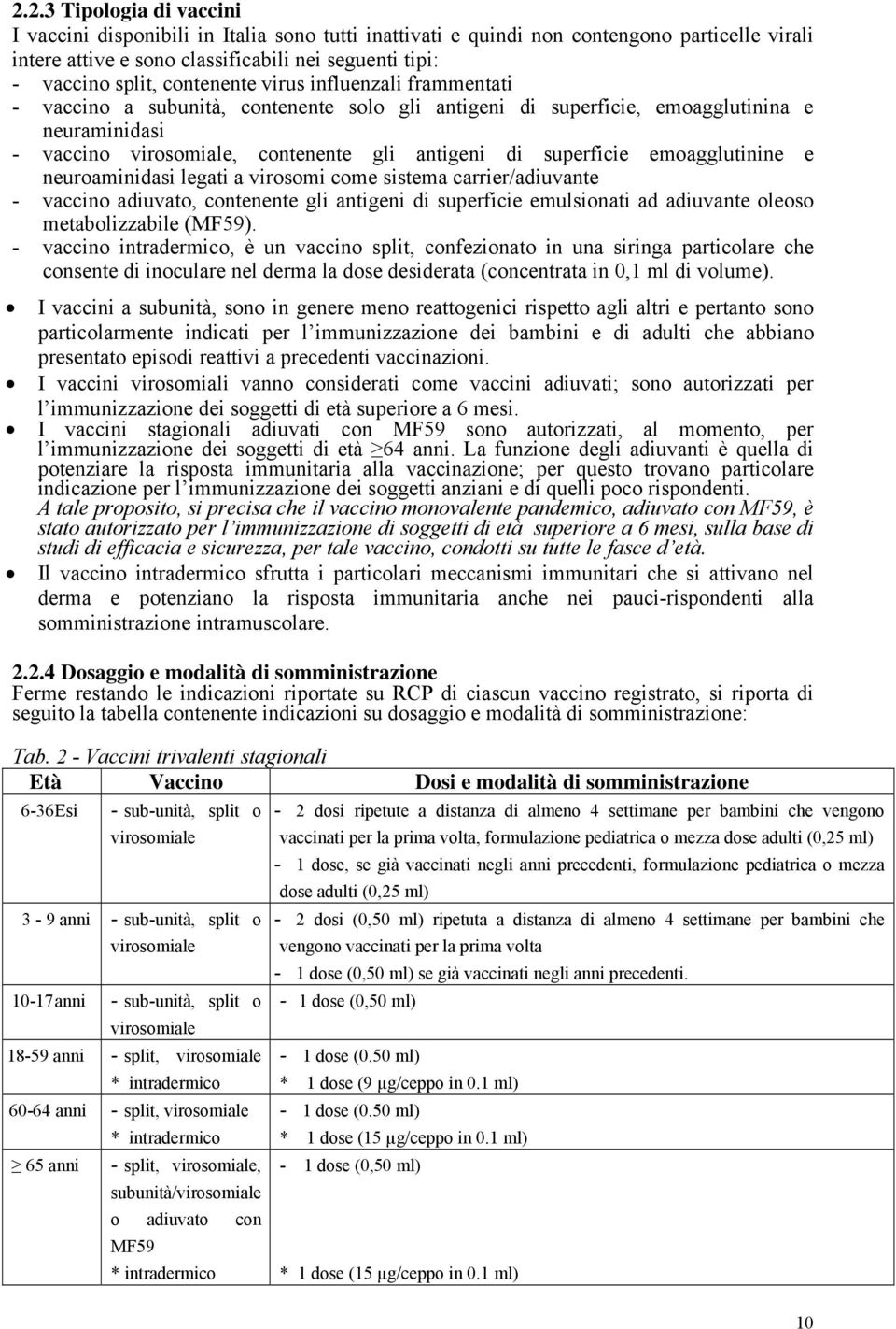 emoagglutinine e neuroaminidasi legati a virosomi come sistema carrier/adiuvante - vaccino adiuvato, contenente gli antigeni di superficie emulsionati ad adiuvante oleoso metabolizzabile (MF59).