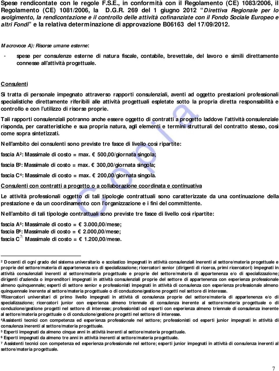 golamento (CE) 1081/2006, la D.G.R.