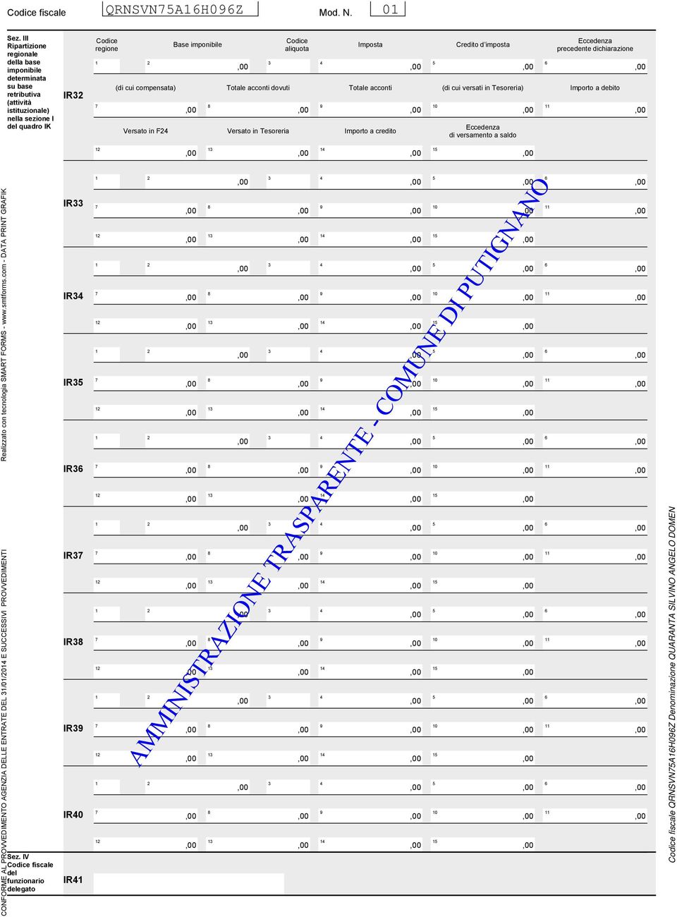 acconti dovuti Totale acconti (di cui versati in Tesoreria) 9 0 Versato in F Base imponibile Versato in Tesoreria aliquota Imposta Importo a credito Credito d imposta Eccedenza