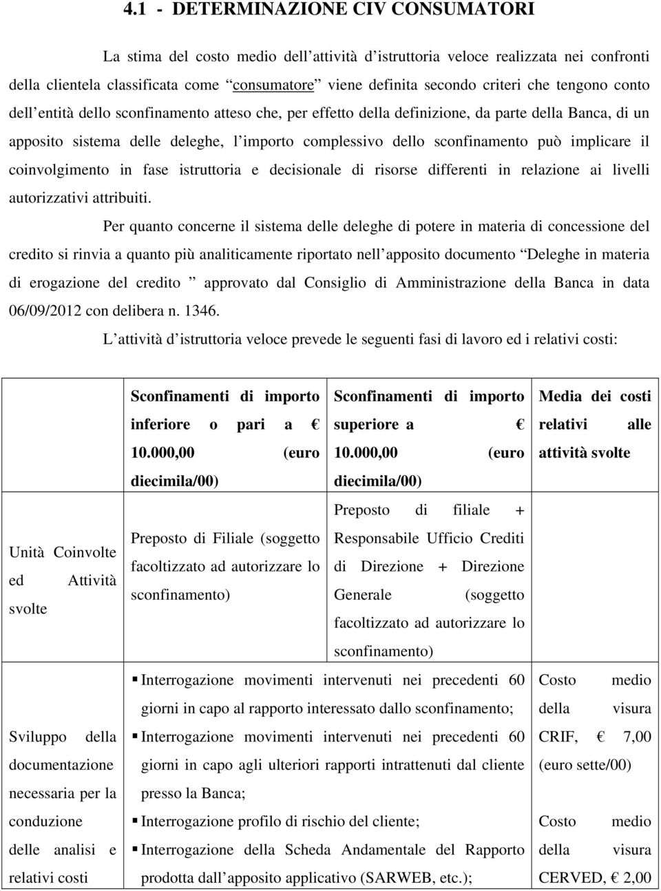 implicare il coinvolgimento in fase istruttoria e decisionale di risorse differenti in relazione ai livelli autorizzativi attribuiti.