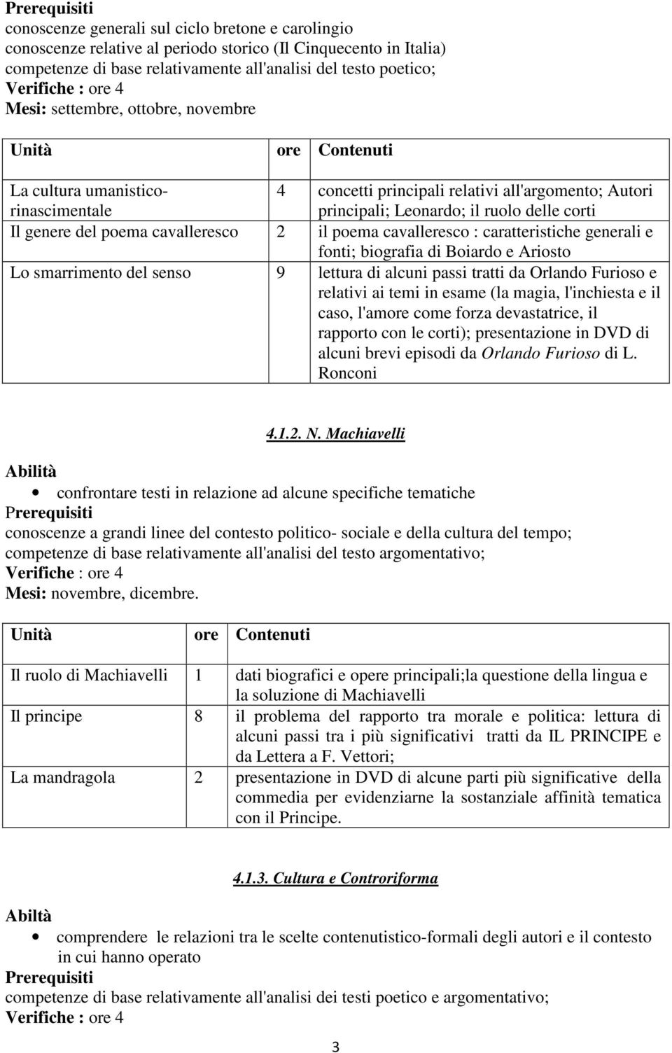 cavalleresco : caratteristiche generali e fonti; biografia di Boiardo e Ariosto Lo smarrimento del senso 9 lettura di alcuni passi tratti da Orlando Furioso e relativi ai temi in esame (la magia,